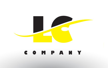 LC L C Black and Yellow Letter Logo with Swoosh.