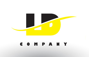 LD L D Black and Yellow Letter Logo with Swoosh.