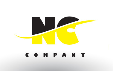 NC N C Black and Yellow Letter Logo with Swoosh.