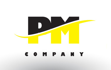 PM P L Black and Yellow Letter Logo with Swoosh.