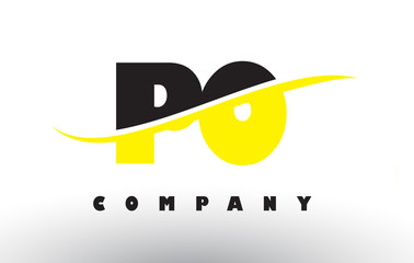 PO P O Black and Yellow Letter Logo with Swoosh.