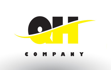 QH G H Black and Yellow Letter Logo with Swoosh.