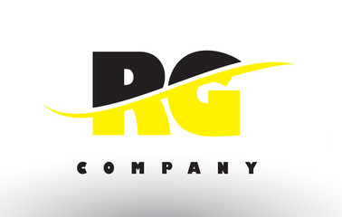 RG R G Black and Yellow Letter Logo with Swoosh.