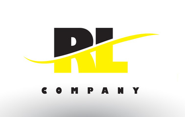 RL R L Black and Yellow Letter Logo with Swoosh.