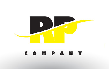 RP R P Black and Yellow Letter Logo with Swoosh.