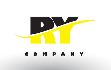 RY R Y Black and Yellow Letter Logo with Swoosh.