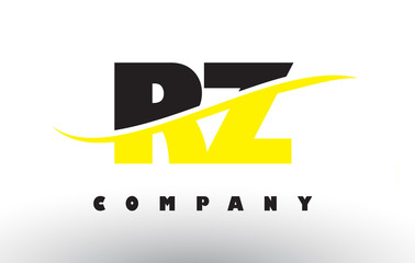 RZ R Z Black and Yellow Letter Logo with Swoosh.
