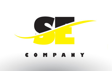 SE S E Black and Yellow Letter Logo with Swoosh.