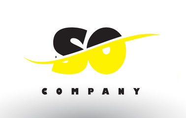 SO S O Black and Yellow Letter Logo with Swoosh.