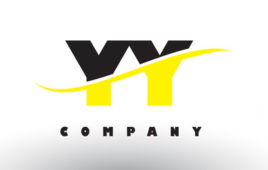 YY Y Black and Yellow Letter Logo with Swoosh.