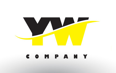 YW Y W Black and Yellow Letter Logo with Swoosh.