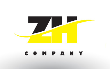 ZH Z H Black and Yellow Letter Logo with Swoosh.