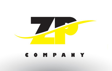 ZP Z P Black and Yellow Letter Logo with Swoosh.