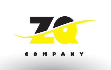 ZQ Z Q Black and Yellow Letter Logo with Swoosh.