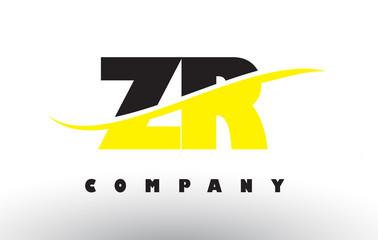 ZR Z R Black and Yellow Letter Logo with Swoosh.