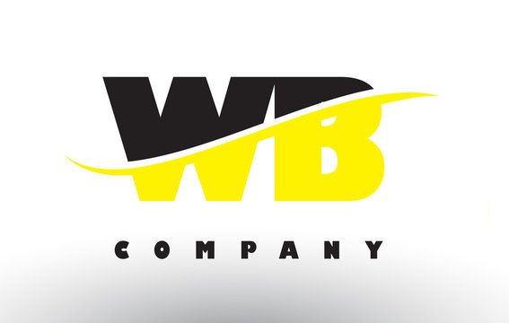WB W B Black and Yellow Letter Logo with Swoosh.