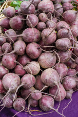 Freshly harvested red beets at the market