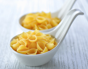 Pasta in a bowl on white table