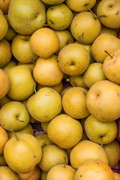 Fresh asian pears at the farmers market