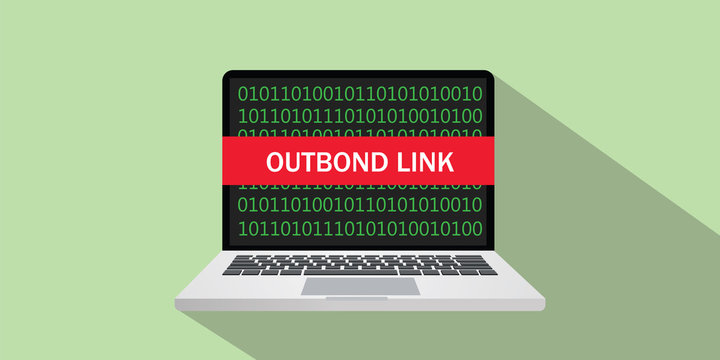 outbond link concept sign illustration with laptop and text on the screen