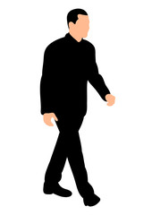 Vector silhouette man walking sideways