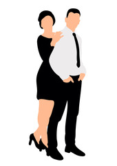 Vector silhouette of a girl and a guy
