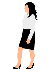 Isolated, silhouette of a girl in a skirt