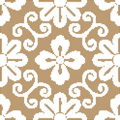 Halftone colorful seamless retro pattern spiral vine round flower cross