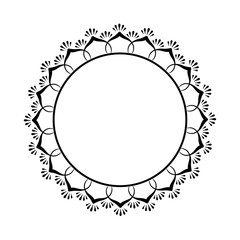 Mandala ornament. Round frame. Decorative element  can be used for greeting card, wedding invitation, yoga poster, coloring book.. Doodle emblem.