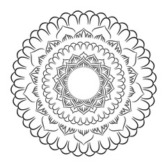 Mandala ornament. Round template. Decorative element  can be used for greeting card, wedding invitation, yoga poster, coloring book.. Doodle emblem.