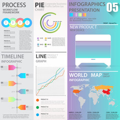 Obraz premium Business graphics data element templates sets, chart , graph , timeline , infographics , gradient colors style