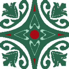 Halftone colorful seamless retro pattern round curve nature flower green vine