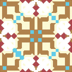 Fototapeta premium Halftone colorful seamless retro pattern square mosaic kaleidoscope geometry