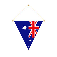 Australian triangle flag hanging, vector illustration