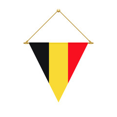 Belgian triangle flag hanging, vector illustration