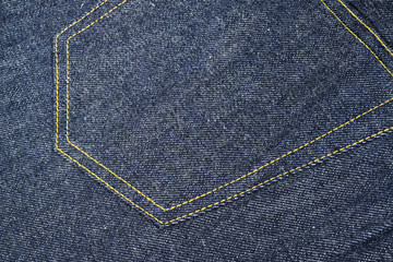 close up of Blue Jeans Pocket Denim, 100% Cotton Unsanforized Denim Red Selvage Jeans vintage tone color style background, selective focus (detailed close-up shot) 