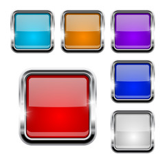 Square glass buttons with metal frame