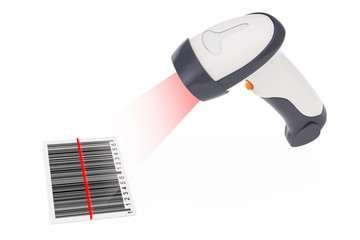 Wireless Manual Bar Code Reader that Read a Bar Code with Laser Light. 3d Rendering