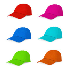 Multicolour Fashion Baseball Caps. 3d Rendering