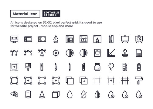 Design Element Icon.Material Outline Icons set for website and mobile app ,Pixel perfect icon, Editable Stroke.