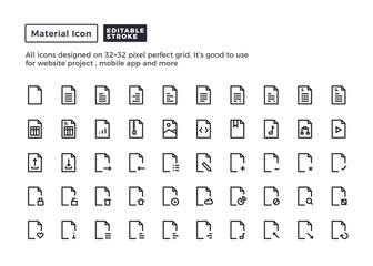 File and Document Icon.Material Outline Icons set for website and mobile app ,Pixel perfect icon, Editable Stroke.