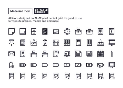 Office Equipment Icon.Material Outline Icons set for website and mobile app ,Pixel perfect icon, Editable Stroke.