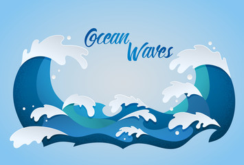 Ocean waves, color vector illustration