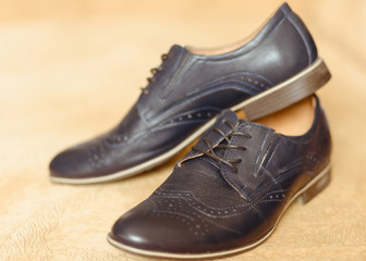 Male fashion shoes. Shallow depth of field.