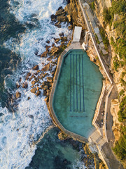 Aerial view of Bronte rock pool - obrazy, fototapety, plakaty