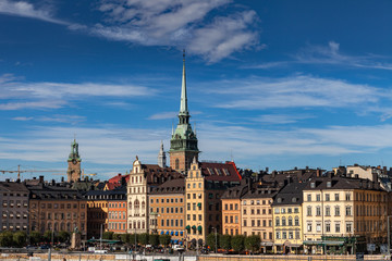 STOCKHOLM, SWEDEN - SEPTEMBER, 16, 2016: Cityscape image during daytime with sun light. Old town panoramic view.