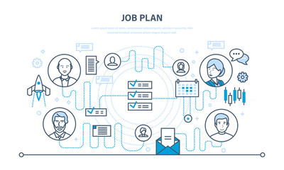 Fototapeta na wymiar Job plan, time management, organization, planning, communication, event planner.
