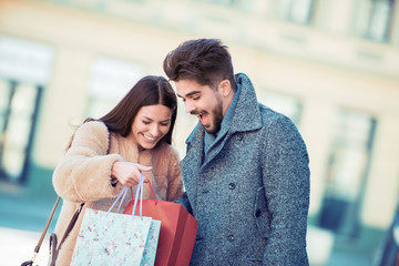 Loving couple shopping