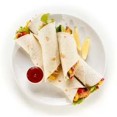 Tortilla wrap on white background 