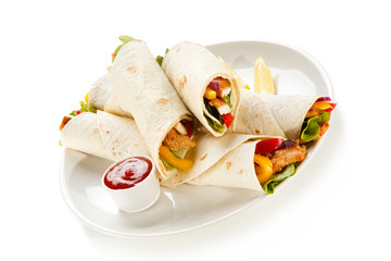 Tortilla wrap on white background 